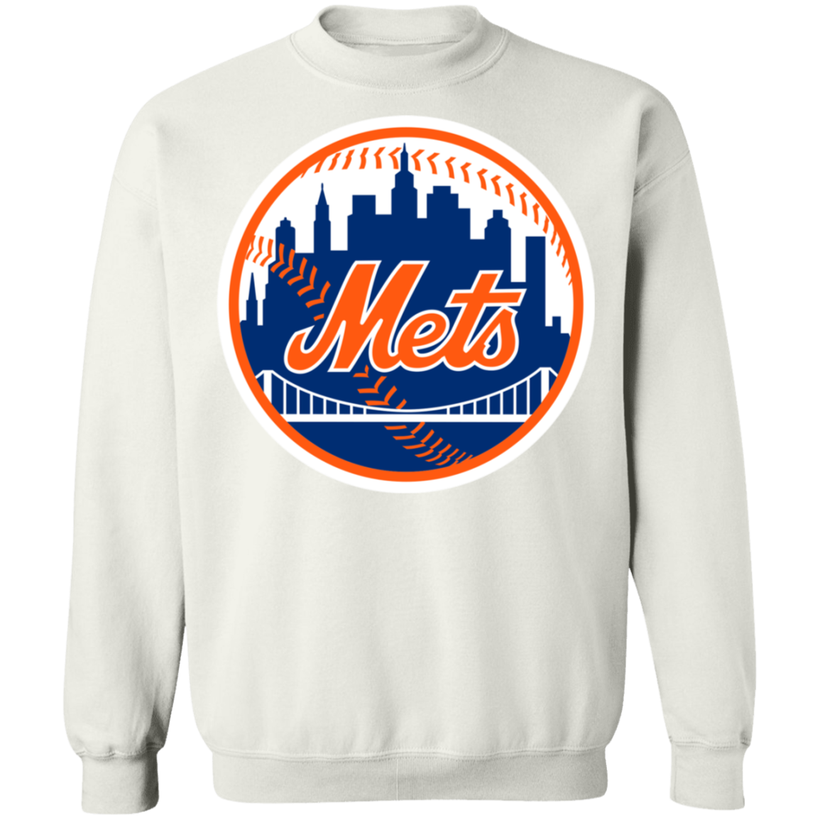 Gildan New York Mets Logo Crewneck Sweatshirt White S